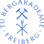 Logo der Technischen Universität Bergakademie Freiberg mit zwei gekreuzten Werkzeugen und dem Schriftzug 'TU Bergakademie Freiberg'.