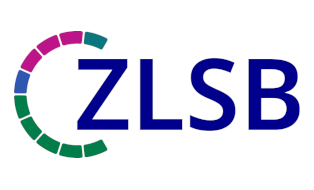 Blaues ZLSB-Logo mit großen Buchstaben und einem mehrfarbigen, segmentierten Kreis an der linken Seite